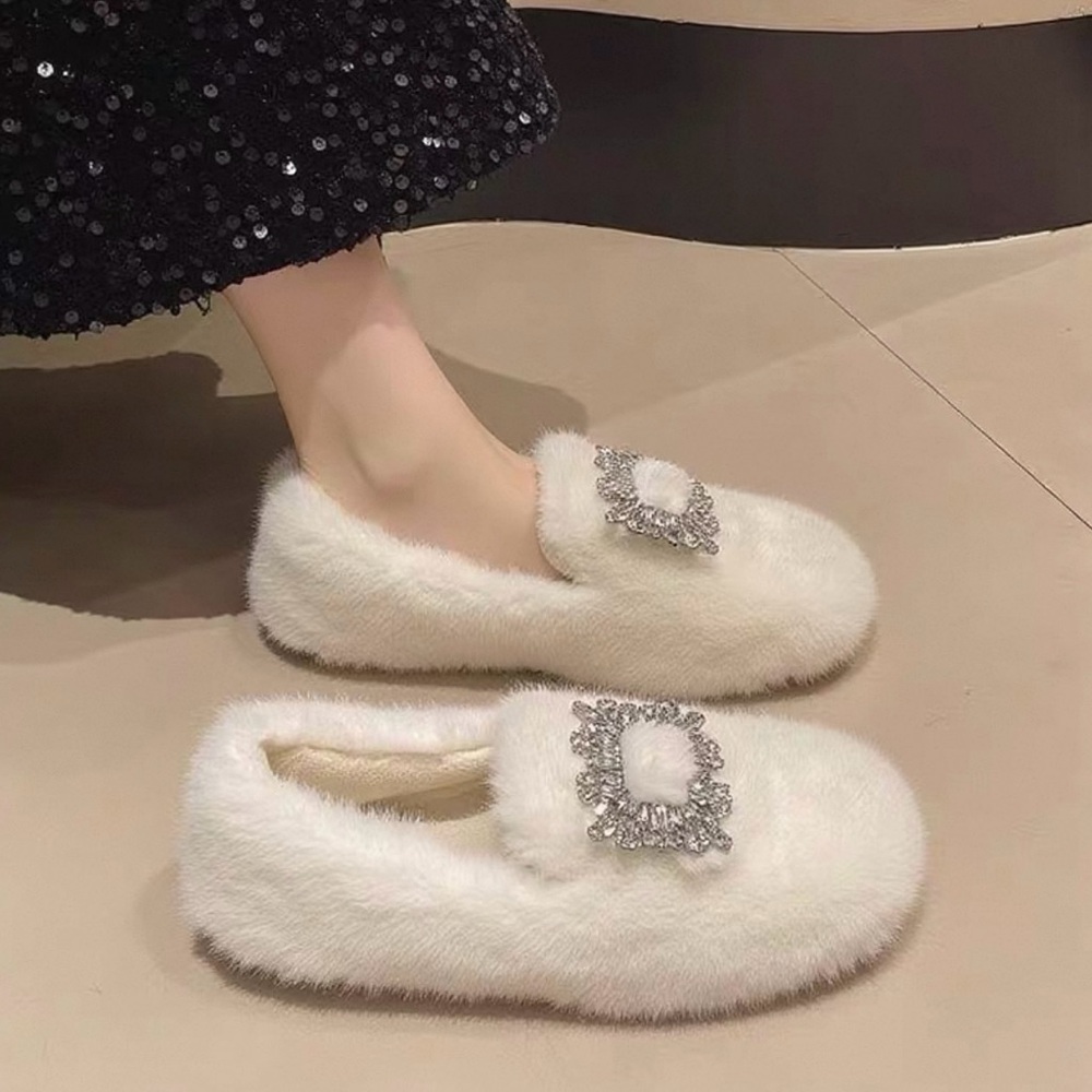 Elegant furry White Fur Women's Shoes